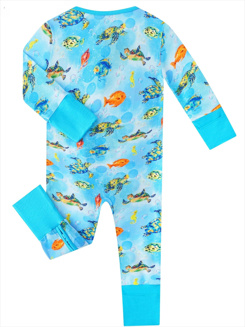 Posh TOT Sea Turtle Bamboo Baby Convertible Zippy Romper  CINCO DE MAYO PROMO - FINAL SALE