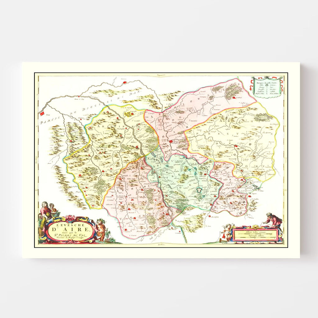 Vintage Map of Mont-de-Marsan, France 1665