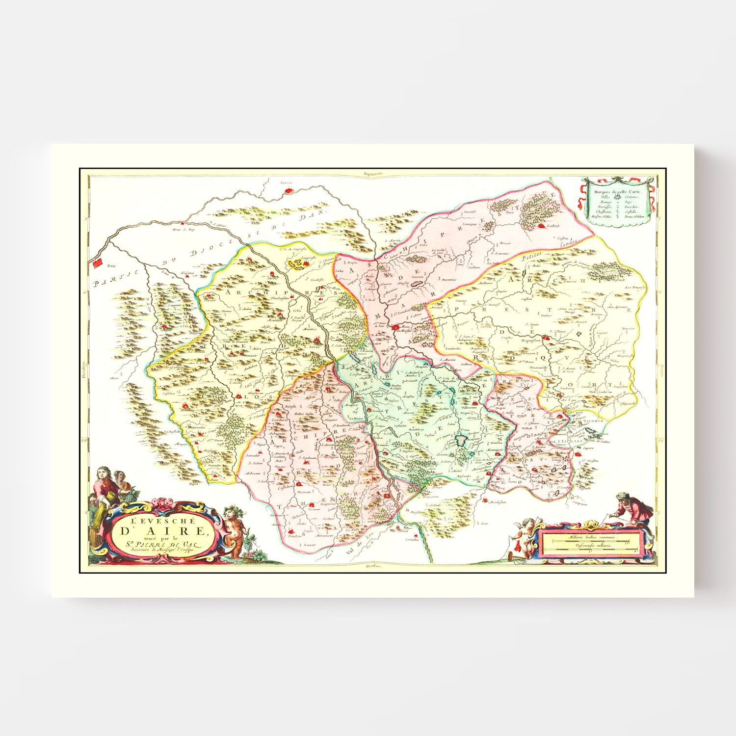 Vintage Map of Mont-de-Marsan, France 1665