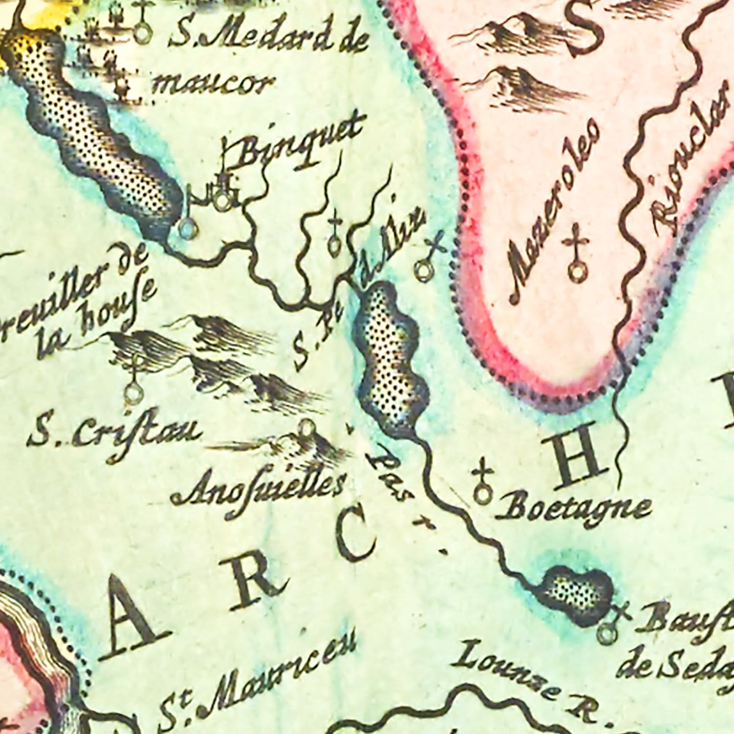 Vintage Map of Mont-de-Marsan, France 1665