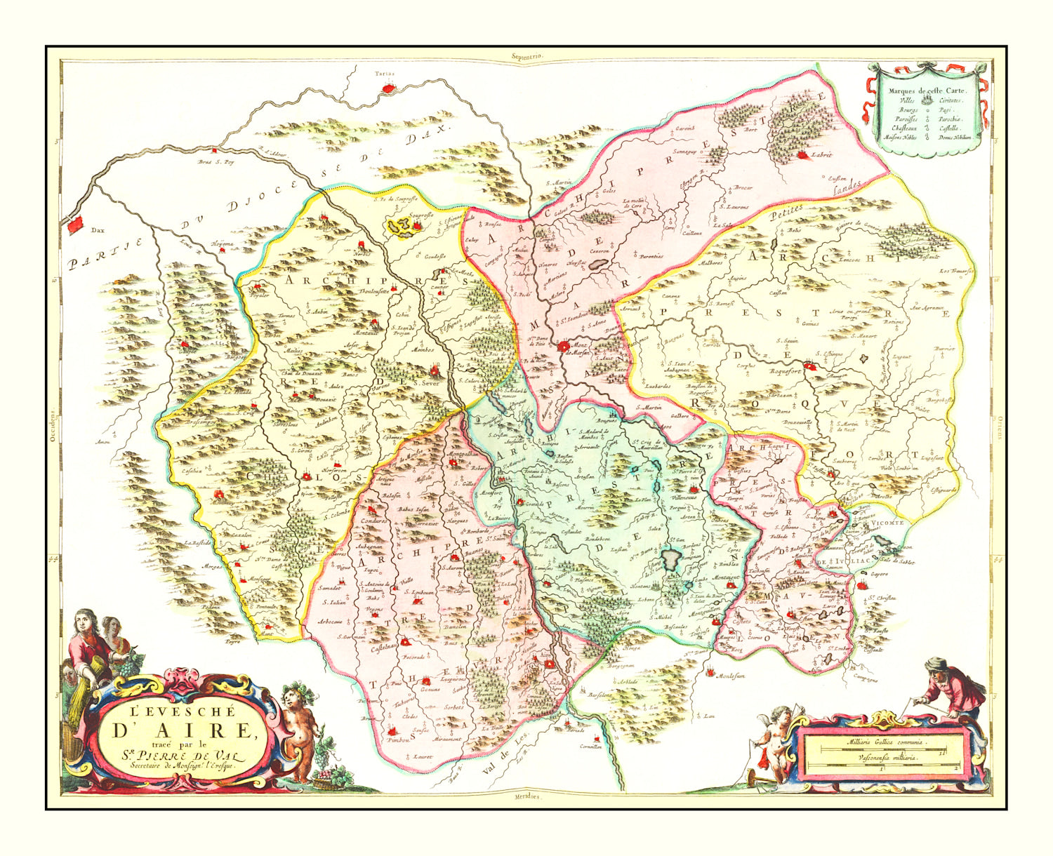 Vintage Map of Mont-de-Marsan, France 1665