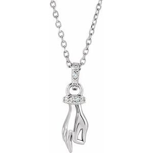 Platinum .05 CTW Natural Diamond Hand of Buddha 16-18" Necklace