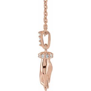 14K Rose Gold .05 CTW Natural Diamond Hand of Buddha 16-18" Necklace