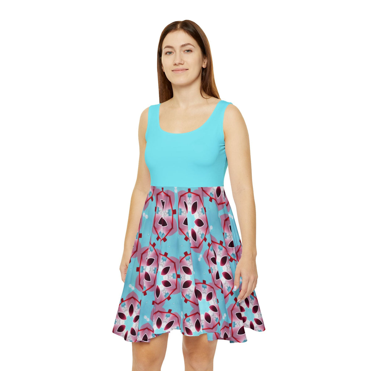 Women's Skater Dress with Pastel Print - Fun and Flirty Spring Fashion
