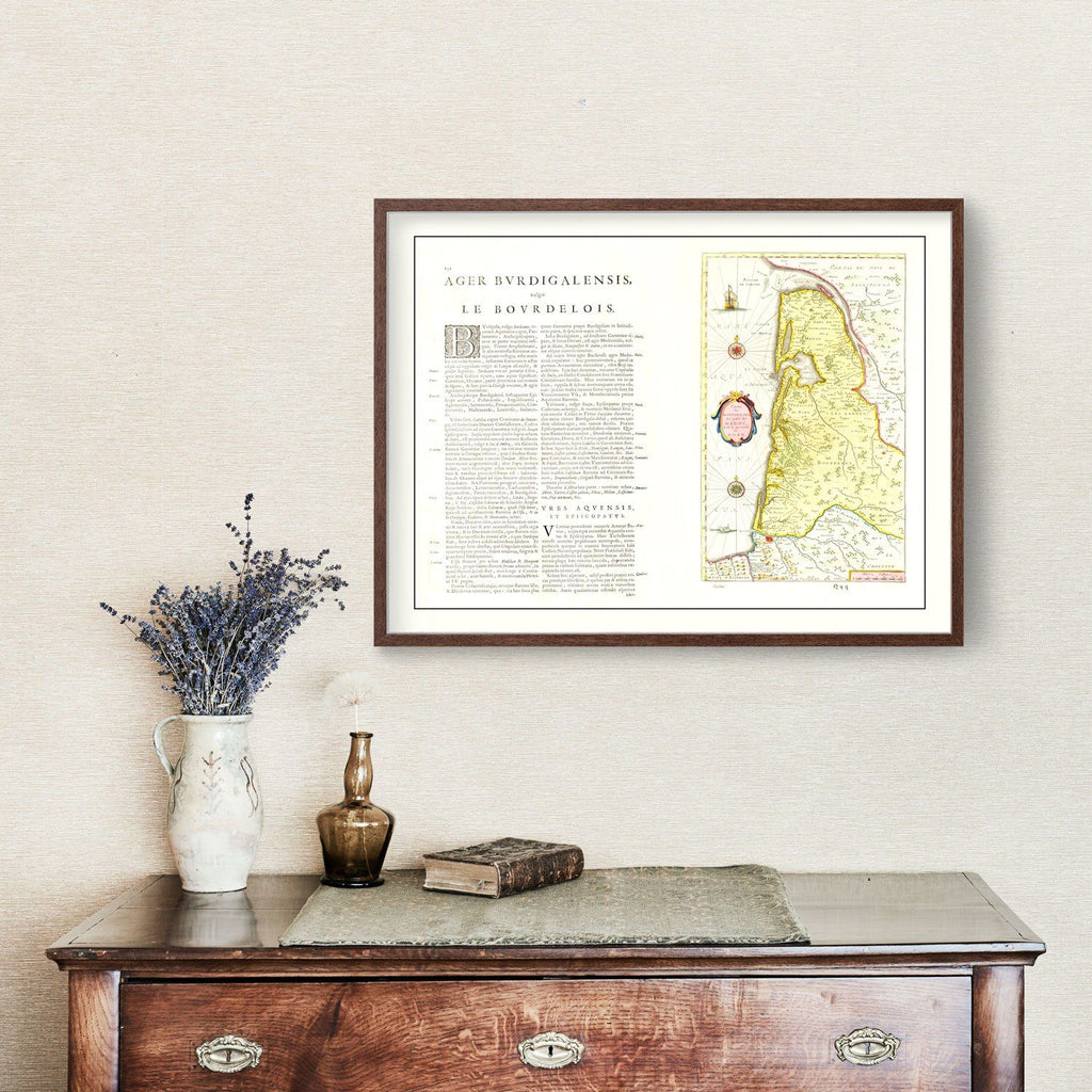 Vintage Map of Bordeaux, France 1665