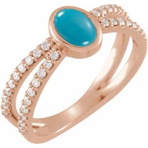14K Rose Gold Natural Turquoise & 3/8 CTW Natural Diamond Ring