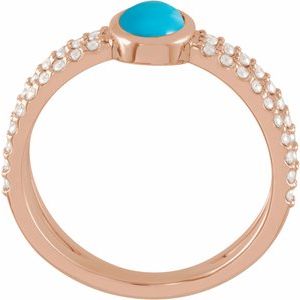 14K Rose Gold Natural Turquoise & 3/8 CTW Natural Diamond Ring
