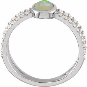 Sterling Silver Natural Ethiopian Opal & 3/8 CTW Natural Diamond Ring