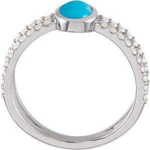 14K White Gold Natural Turquoise & 3/8 CTW Natural Diamond Ring