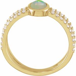 14K Yellow Gold Natural Ethiopian Opal & 3/8 CTW Natural Diamond Ring