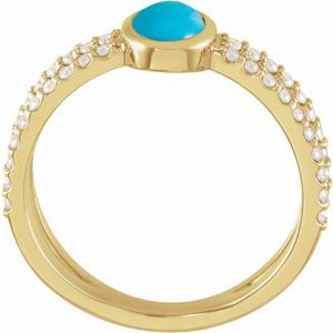 14K Yellow Gold Natural Turquoise & 3/8 CTW Natural Diamond Ring
