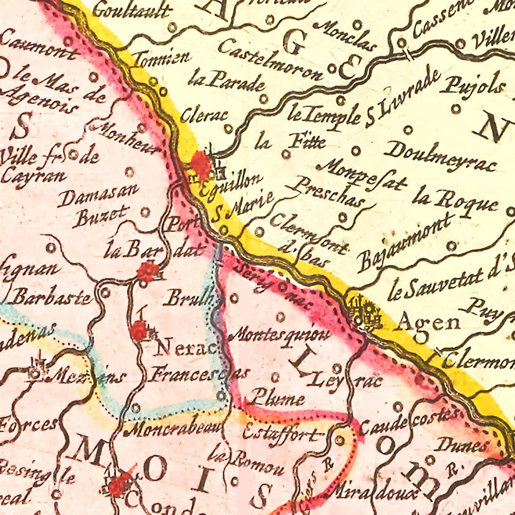 Vintage Map of Gascony, France 1665