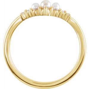 14K Yellow Pearl & .03 CTW Natural Diamond Contour Band