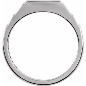 Sterling Silver .08 CTW Natural Black Diamond 23.5 mm Geometric Signet Ring