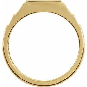 14K Yellow Gold .08 CTW Natural Black Diamond 23.5 mm Geometric Signet Ring
