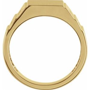 14K Yellow Gold .08 CTW Natural Diamond 23.5 mm Geometric Signet Ring