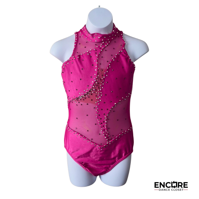 Hot Pink Illusion Rhinestone Leotard