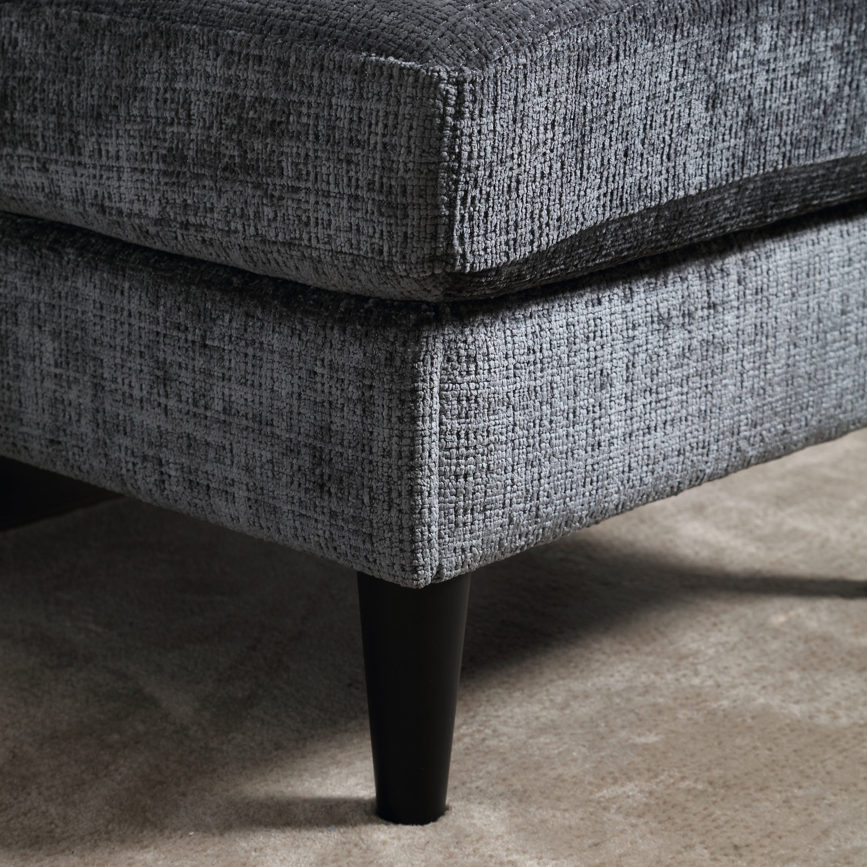 UNITED  WE WIN Sofa for three, solid wood frame, Chenille fabric, side pocket, with two cup holders, footstool with storagestorage sofa /Living room sofa cozy sectional  sofa