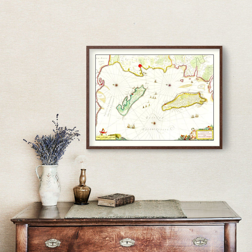 Vintage Map of Re & Oleron, France 1665