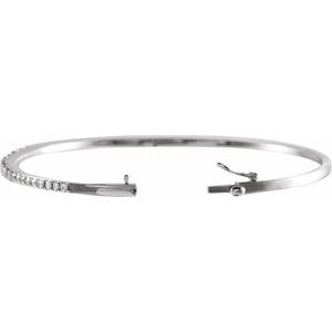 14K White Gold 1 CTW Natural Diamond 7" Bangle Bracelet – image 2