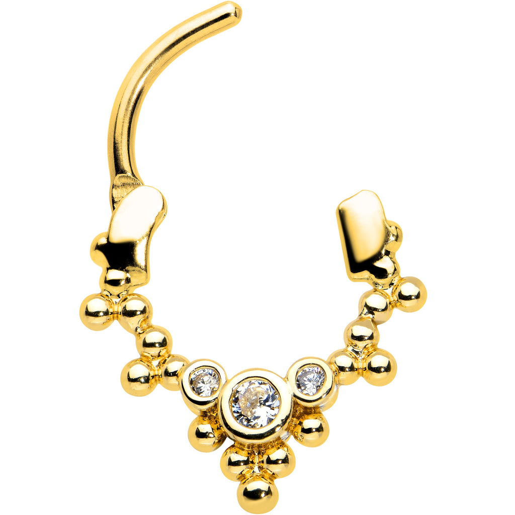 16G 5/16 Clear CZ Gem Gold Tone Princess Cartilage Clicker
