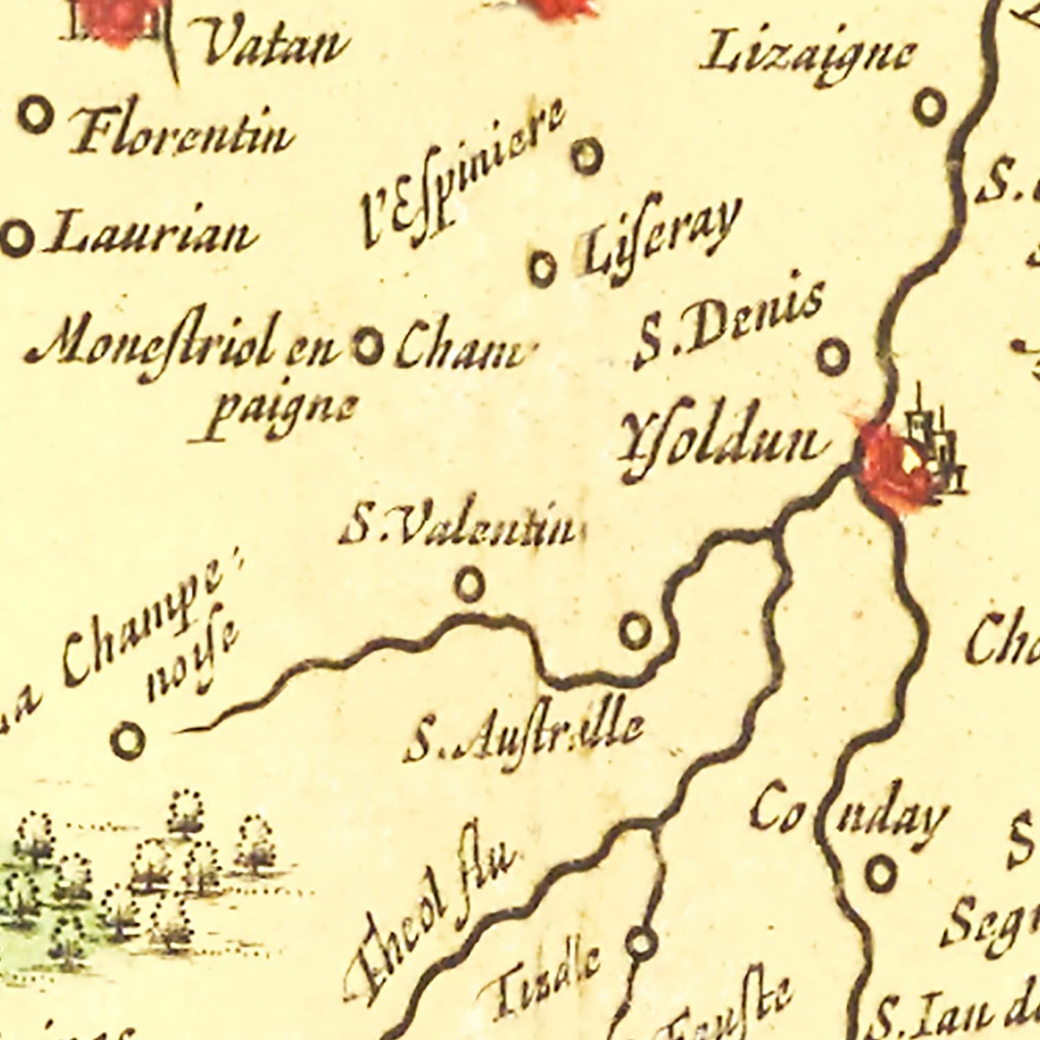 Vintage Map of Bourges & Nevers France 1665