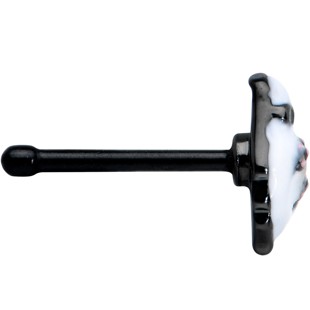 20G 1/4 Black Hipster Ghost Halloween Nose Bone