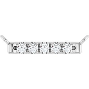14K White Gold .08 CTW Natural Diamond French-Set Bar Necklace Center