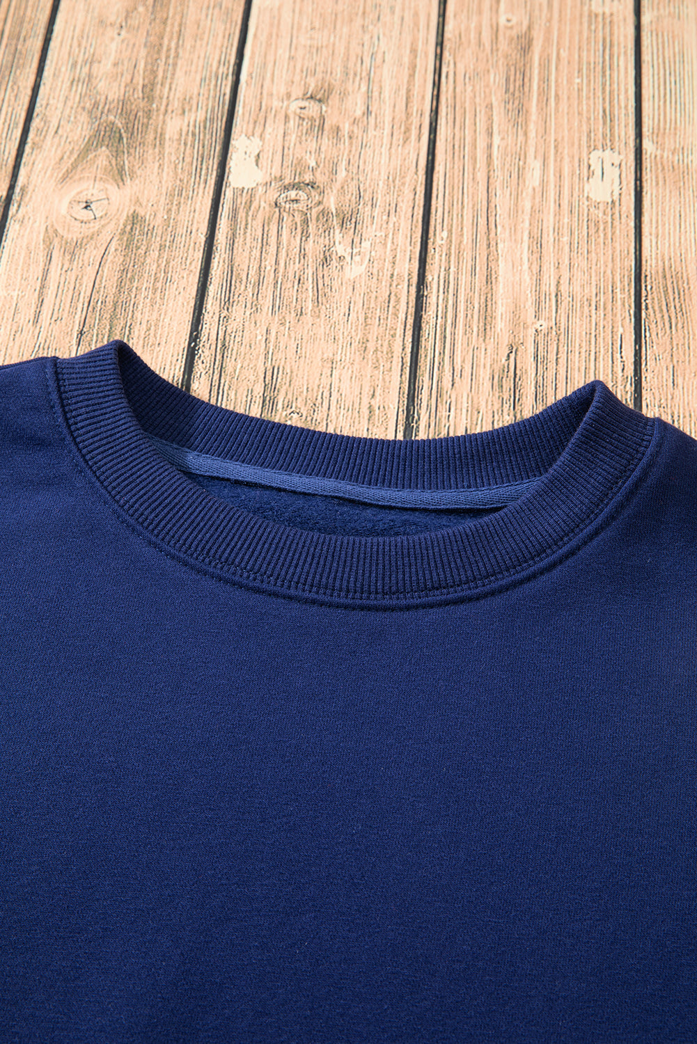 Solid Fleece Lined Drop Shoulder Terry Sweatshirt