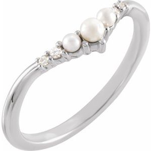 Platinum Pearl & .03 CTW Natural Diamond Contour Band