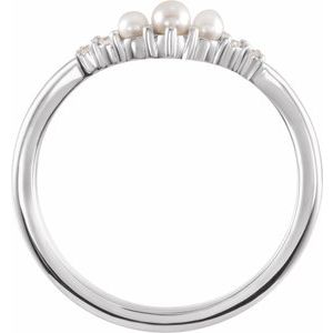 Platinum Pearl & .03 CTW Natural Diamond Contour Band