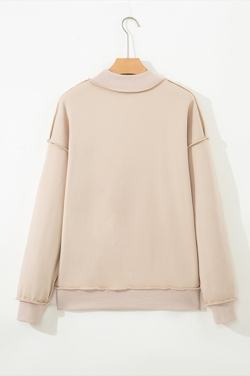 Solid Mock Neck Drop Shoulder Oversize Sweatshirt