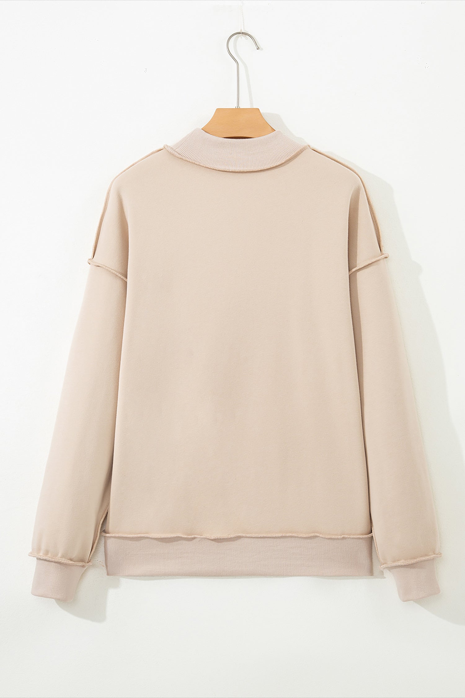 Solid Mock Neck Drop Shoulder Oversize Sweatshirt