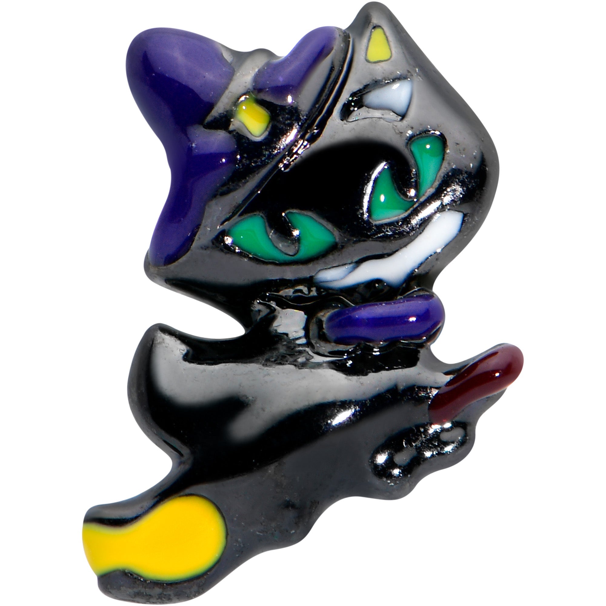 16G 5/16 Black Witch Cat Halloween Labret Monroe Tragus