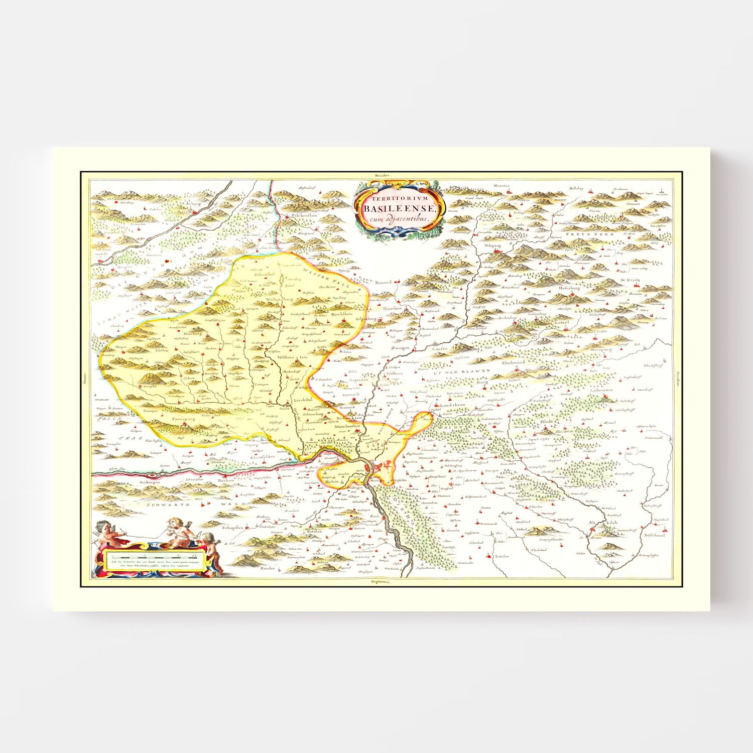 Vintage Map of Haut-Rhin, Switzerland 1665