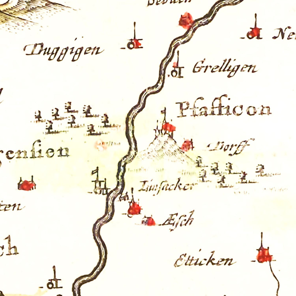 Vintage Map of Haut-Rhin, Switzerland 1665