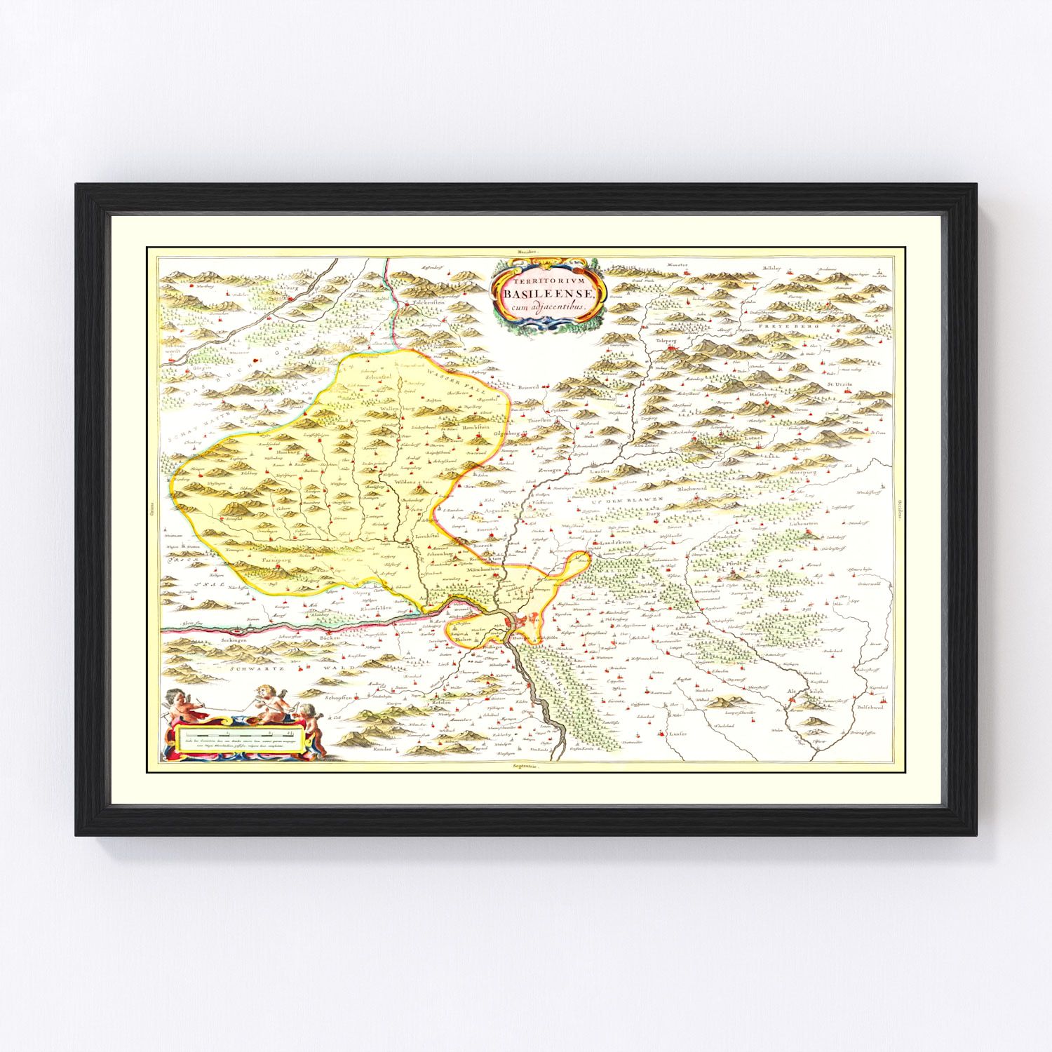 Vintage Map of Haut-Rhin, Switzerland 1665