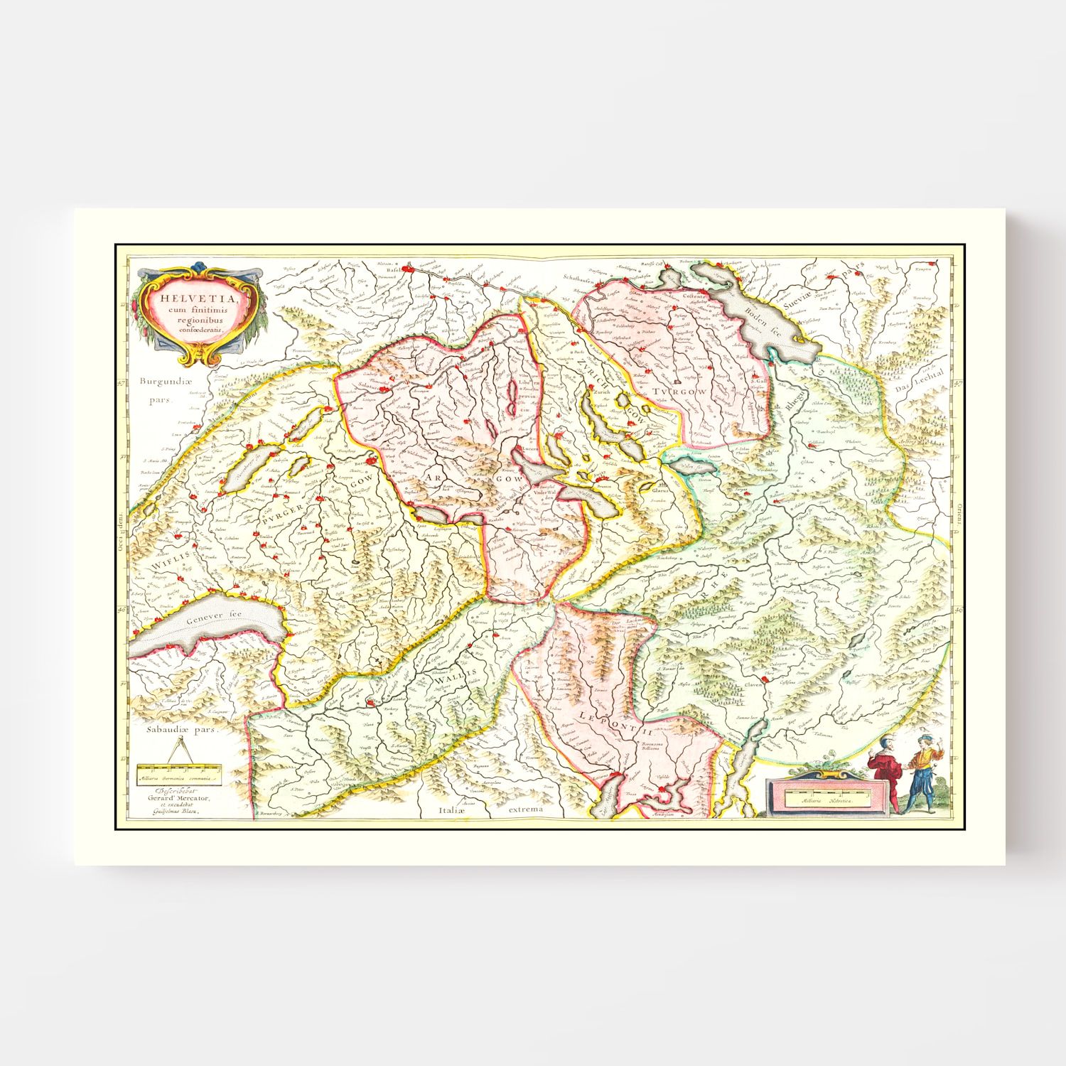 Vintage Map of Switzerland 1665