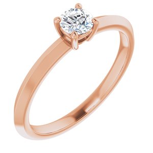18K Rose Gold 4.1 mm Round Ring Mounting
