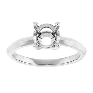 18K White Gold 6.5 mm Round Ring Mounting – image 6