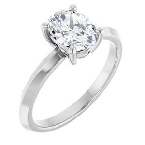 14K White Gold 8x6 mm Oval Ring Mounting