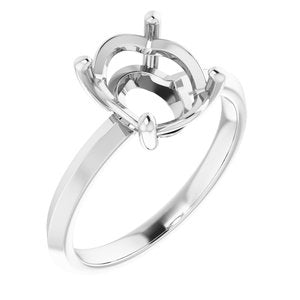 10K White Gold 10x8 mm Oval Ring Mounting – image 2