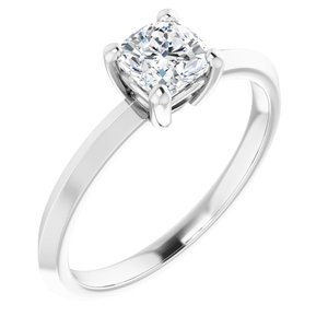 14K White Gold 5 mm Cushion Ring Mounting