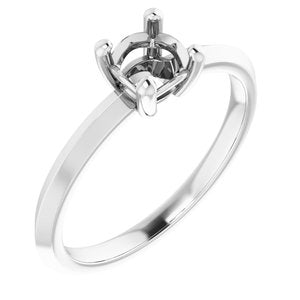 10K White Gold 5 mm Cushion Ring Mounting – image 2