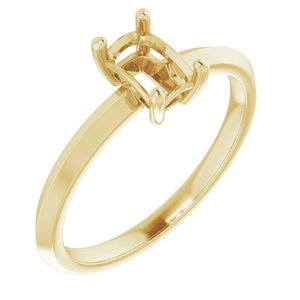 14K Yellow Gold 6x4 mm Emerald Ring Mounting – image 2
