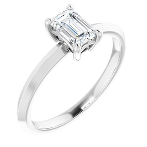 14K X1 White Gold 6x4 mm Emerald Ring Mounting