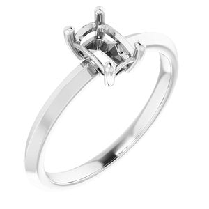 14K X1 White Gold 6x4 mm Emerald Ring Mounting – image 2