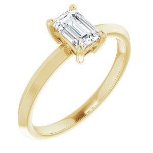 18K Yellow Gold 6x4 mm Emerald Ring Mounting