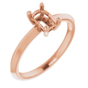 14K Rose Gold 6x4 mm Emerald Ring Mounting – image 2