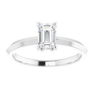 14K White Gold 6x4 mm Emerald Ring Mounting – image 5